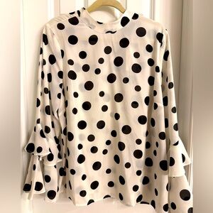 Eloquii Bell Sleeve Polkadot Top